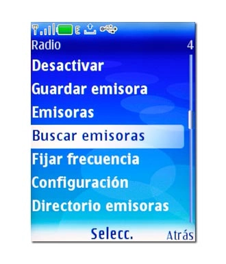 Vaya a Buscar emisoras y pulse la tecla de navegación.
