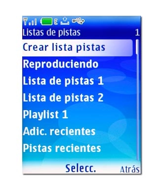 Vaya a Crear lista pistas y pulse la tecla de navegación.