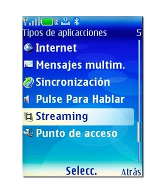 Vaya a Streaming y pulse la tecla de navegación.