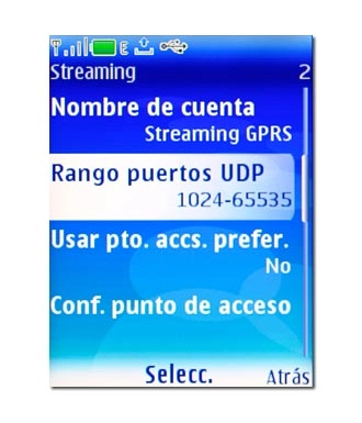 Vaya a Rango puertos UDP y pulse la tecla de navegación.