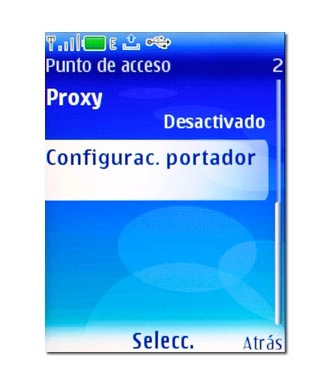 Vaya a Configurac. portador y pulse la tecla de navegación.