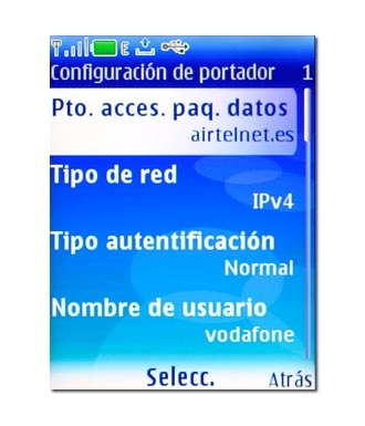 Vaya a Pto. acces. paq. datos y pulse la tecla de navegación.
