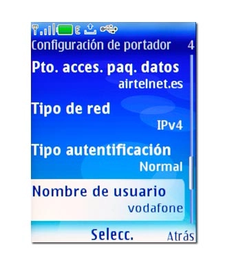 Vaya a Nombre de usuario y pulse la tecla de navegación.