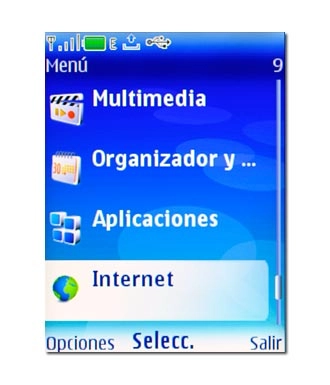 Vaya a Internet y pulse la tecla de navegación.