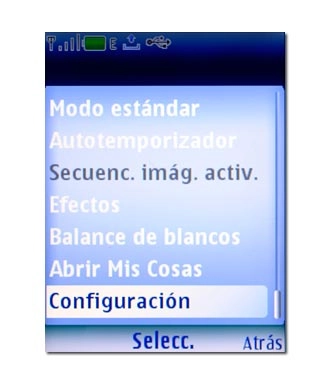 Vaya a Configuración y pulse la tecla de navegación.