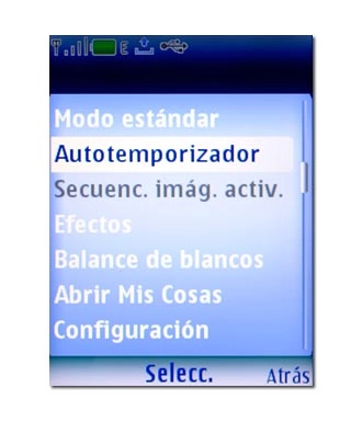 Vaya a Autotemporizador y pulse la tecla de navegación.