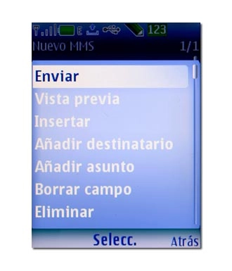 Vaya a Enviar y pulse la tecla de navegación.