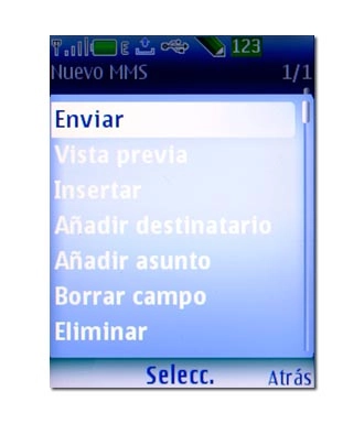 Vaya a Enviar y pulse la tecla de navegación.