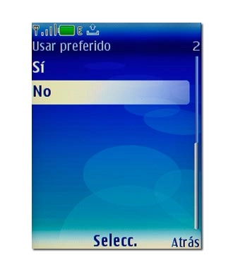 Vaya a No y pulse la tecla de navegación.