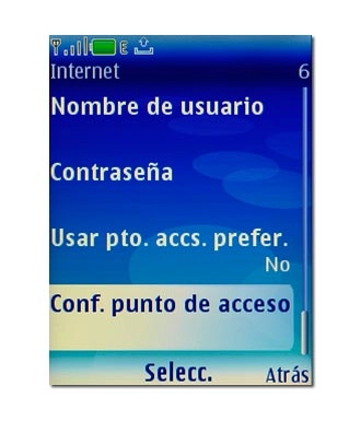 Vaya a Conf. punto de acceso y pulse la tecla de navegación.