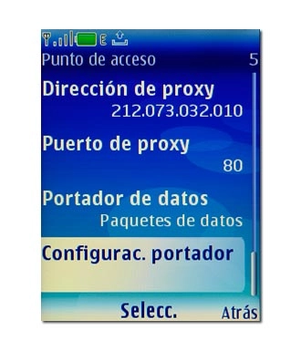 Vaya a Configurac. portador y pulse la tecla de navegación.