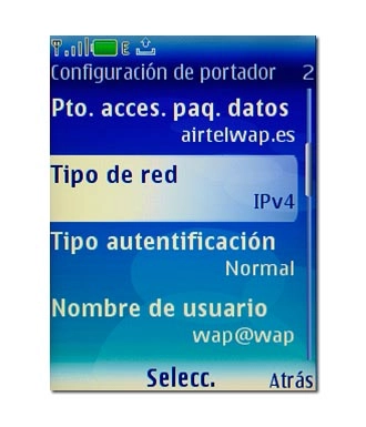 Vaya a Tipo de red y pulse la tecla de navegación.