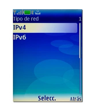 Elija IPv4 o IPv6 y pulse la tecla de navegación.