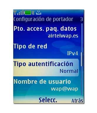 Vaya a Tipo autentificación y pulse la tecla de navegación.