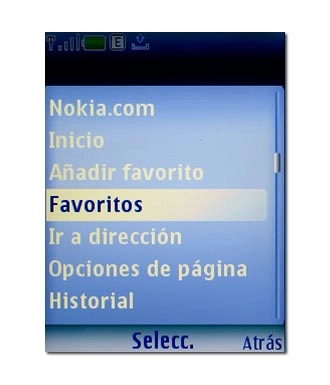 Vaya a Favoritos y pulse la tecla de navegación.