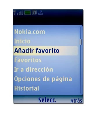 Vaya a Añadir favorito y pulse la tecla de navegación.