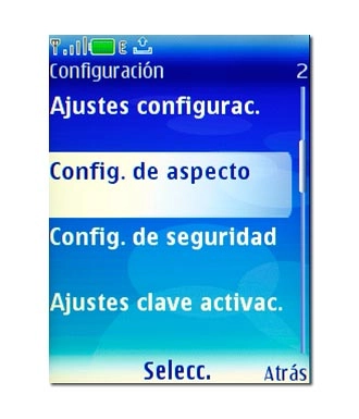 Vaya a Config. de aspecto y pulse la tecla de navegación.