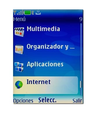 Vaya a Internet y pulse la tecla de navegación.