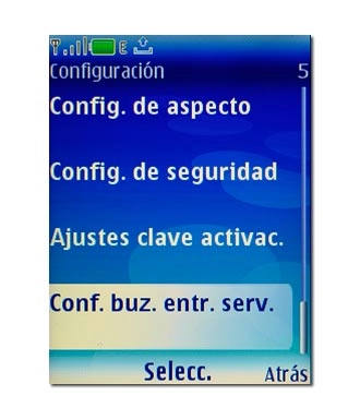 Vaya a Conf. buz. entr. serv. y pulse la tecla de navegación.