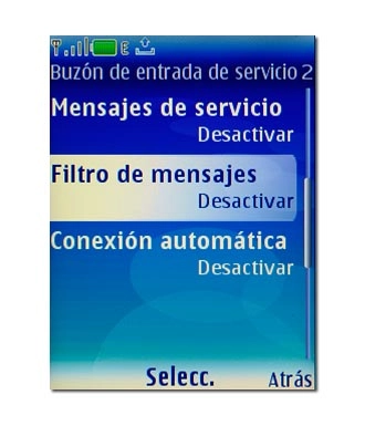 Elija uno de los ajustes siguientes:Filtro de mensajes, véase 2a.