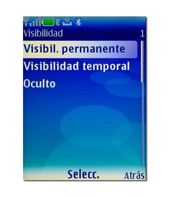 Vaya a Visibil. permanente y pulse la tecla de navegación.