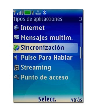 Vaya a Sincronización y pulse la tecla de navegación.