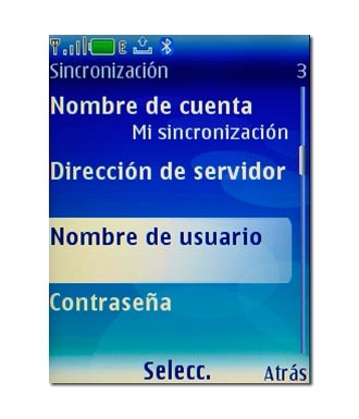 Vaya a Nombre de usuario y pulse la tecla de navegación.