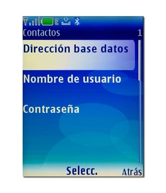 Vaya a Dirección base datos y pulse la tecla de navegación.