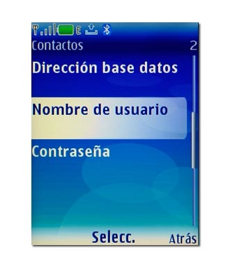 Vaya a Nombre de usuario y pulse la tecla de navegación.