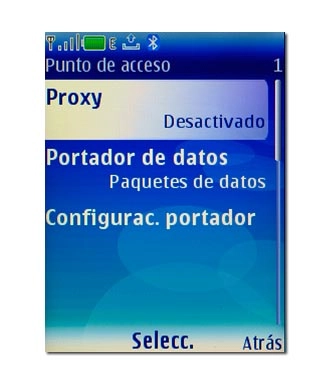 Vaya a Proxy y pulse la tecla de navegación.