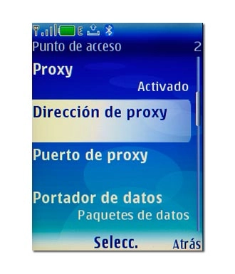 Vaya a Dirección de proxy y pulse la tecla de navegación.