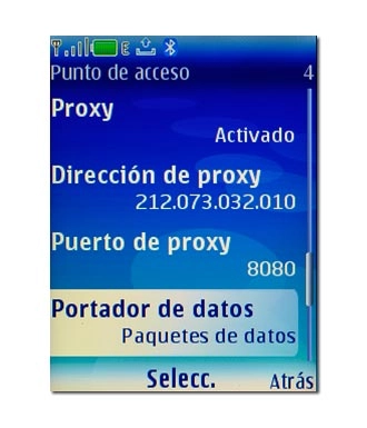 Vaya a Portador de datos y pulse la tecla de navegación.