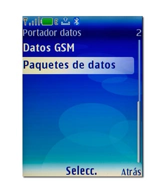 Vaya a Paquetes de datos y pulse la tecla de navegación.