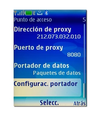 Vaya a Configurac. portador y pulse la tecla de navegación.