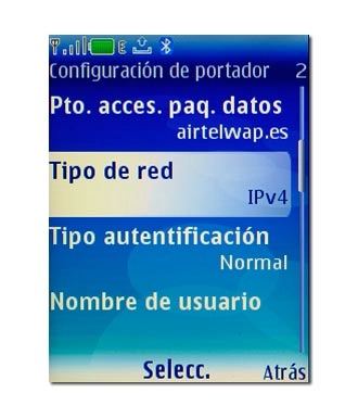 Vaya a Tipo de red y pulse la tecla de navegación.