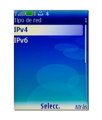 Elija IPv4 o IPv6 y pulse la tecla de navegación.