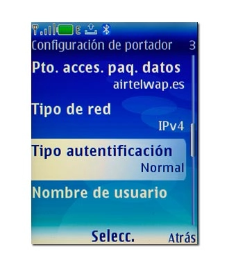 Vaya a Tipo autentificación y pulse la tecla de navegación.