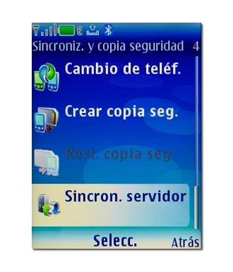 Vaya a Sincron. servidor y pulse la tecla de navegación.