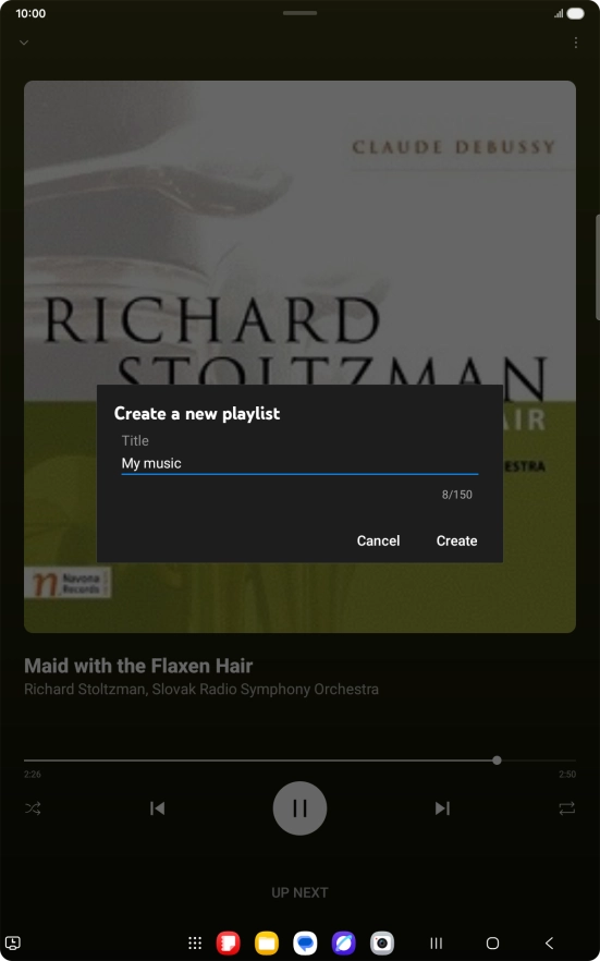 Key in a name for the playlist and press Create. Key in a name for the playlist and press Create.
