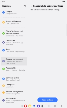 Press Reset settings. Press Reset settings.