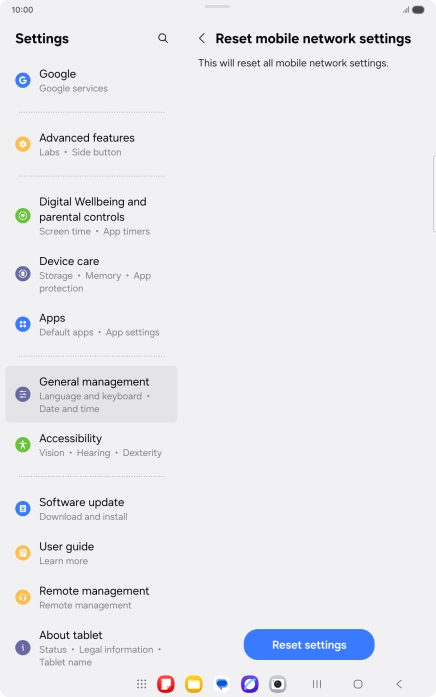 Press Reset settings. Press Reset settings.
