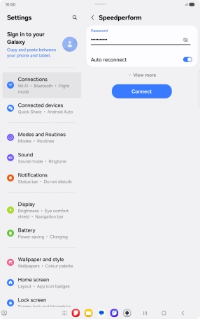 Key in the password for the Wi-Fi network and press Connect.