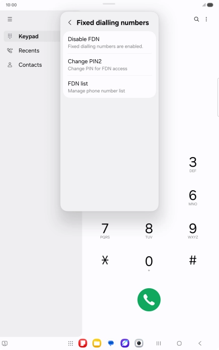 Press Disable FDN. Press Disable FDN.