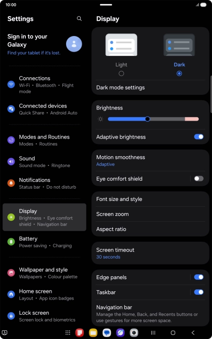 Press Dark mode settings. Press Dark mode settings.