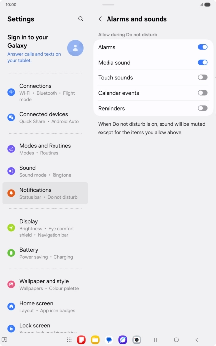 Press the indicators to turn sound and vibration for the selected functions on or off. Press the indicators to turn sound and vibration for the selected functions on or off.