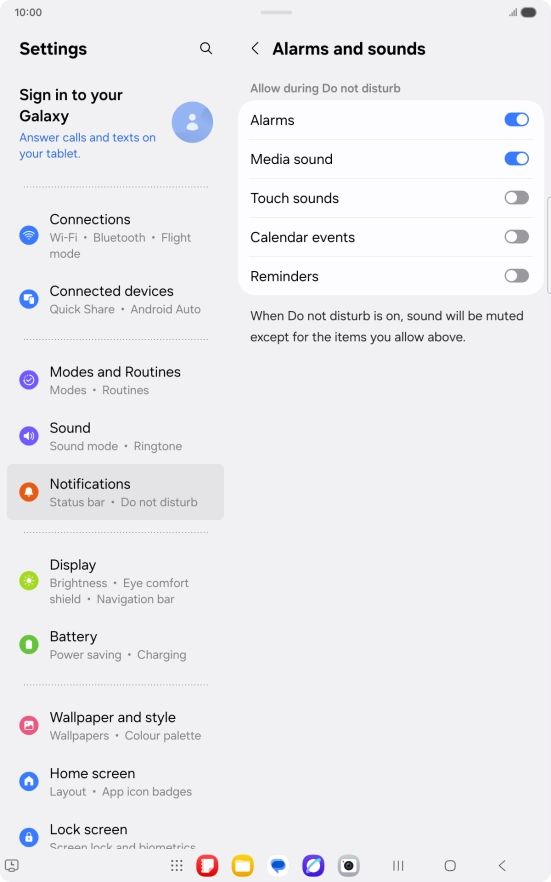 Press the indicators to turn sound and vibration for the selected functions on or off. Press the indicators to turn sound and vibration for the selected functions on or off.