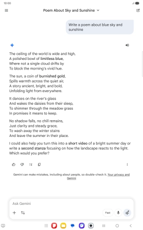 You can ask Gemini to generate a text based on your description. You can ask Gemini to generate a text based on your description.
