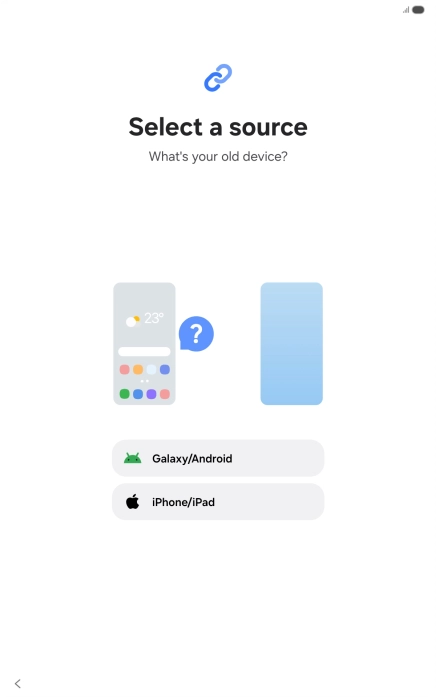 Press the required setting and follow the instructions on the screen to transfer the content from another device. Press the required setting and follow the instructions on the screen to transfer the content from another device.