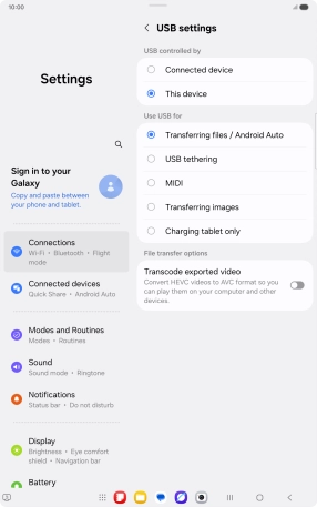Press Transferring files / Android Auto. Press Transferring files / Android Auto.