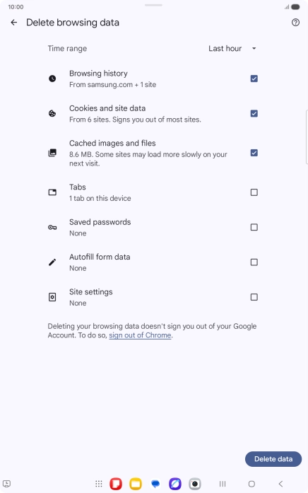 Press the fields next to the required data types. Press the fields next to the required data types.